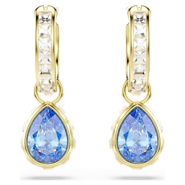 Chroma ドロップピアス, ペアカット, ブルー, 18Kゴールドコーティング - Swarovski, 5757815