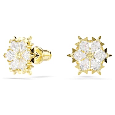Magic bedugós fülbevaló, Vegyes metszés, Hópehely, Fehér, 18 kt-os aranybevonat - Swarovski, 5757816
