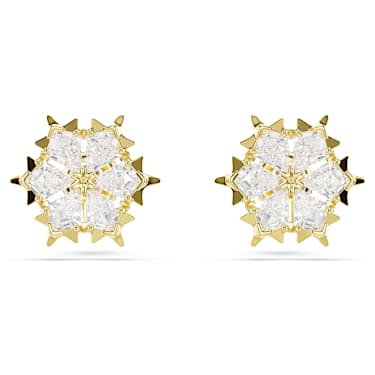Magic Ohrstecker, Verschiedene Schliffe, Schneeflocke, Weiß, 18K goldbeschichtet - Swarovski, 5757816
