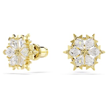 Pendientes de botón Magic, Tallas mixtas, Copo de nieve, Blancos, Acabado en oro de 18 quilates - Swarovski, 5757816