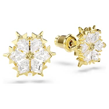 Magic Ohrstecker, Verschiedene Schliffe, Schneeflocke, Weiß, 18K goldbeschichtet - Swarovski, 5757816