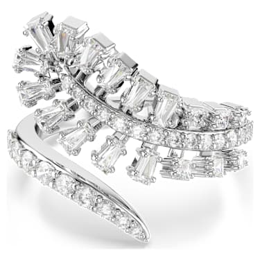 Vienna Açık Yüzük, Karışık kesimler, Tüy, Beyaz, Rodyum kaplama - Swarovski, 5757835