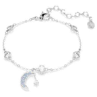 Symbolica 브레이슬릿, 라운드 컷, 달, 블루, 로듐 플래팅 - Swarovski, 5757840
