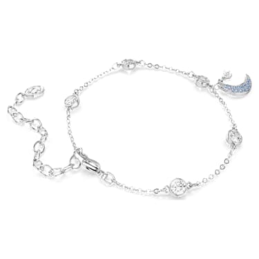 Symbolica สร้อยข้อมือ, เจียระไนทรงกลม, พระจันทร์, น้ำเงิน, เคลือบโรเดียม - Swarovski, 5757840