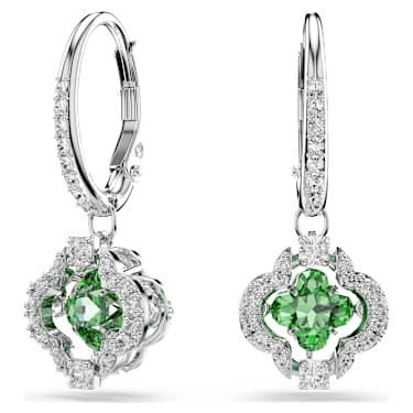 Una Angelic Oorhangers, Verschillende slijpvormen, Groen, Rodium toplaag - Swarovski, 5758001