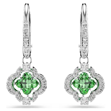 Visací náušnice Una Angelic, Různé výbrusy, Zelená, Pokoveno rhodiem - Swarovski, 5758001