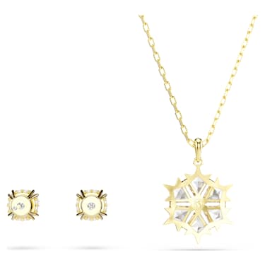 Set Magic, Set (2), Tăietură mixtă, Fulg de zăpadă, Alb, Finisaj din aur de 18k - Swarovski, 5758002