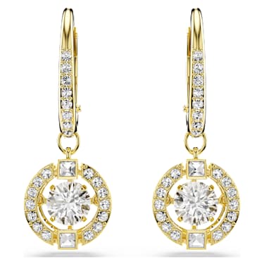 Una Angelic drop earrings, Round cut, White, 18K gold finish - Swarovski, 5758095