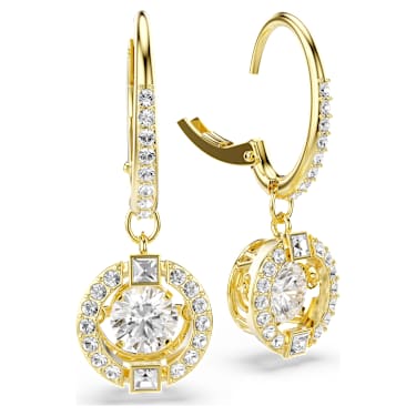 Una Angelic Oorhangers, Ronde slijpvorm, Wit, ‎18k gouden afwerking - Swarovski, 5758095