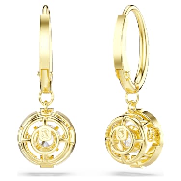 Una Angelic drop earrings, Round cut, White, 18K gold finish - Swarovski, 5758095