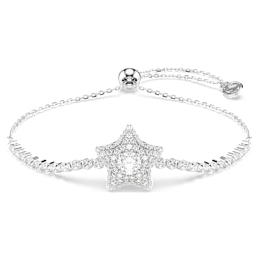 Pulsera Sublima, Talla redonda, Estrella, Blanca, Baño de rodio - Swarovski, 5758392