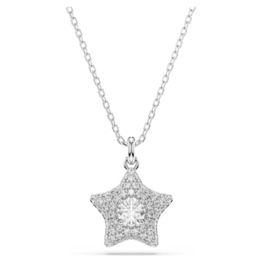 Sublima hanger, Ronde slijpvorm, Ster, Wit, Rodium toplaag - Swarovski, 5758393