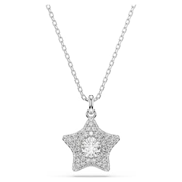 Pandantiv Sublima, Tăietură rotundă, Stea, Alb, Placat cu rodiu - Swarovski, 5758393