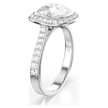 Una Angelic 光环戒指, 枕形切割, 白色, 镀铑 - Swarovski, 5758472