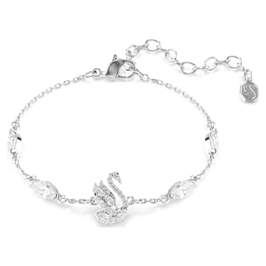 Swan 브레이슬릿, 믹스 컷, 스완, 화이트, 로듐 플래팅 - Swarovski, 5758682