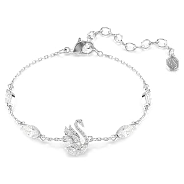 Swan 手链, 混合切割, 天鹅, 白色, 镀铑 - Swarovski, 5758682