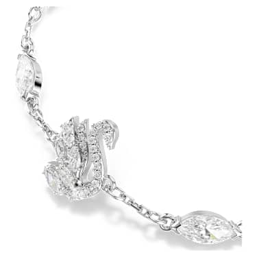 Braccialetto Swan, Taglio misto, Cigno, Bianco, Placcato rodio - Swarovski, 5758682