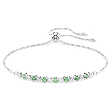 Matrix 手鏈, 圓形切割, 綠色, 鍍白金色 - Swarovski, 5758987
