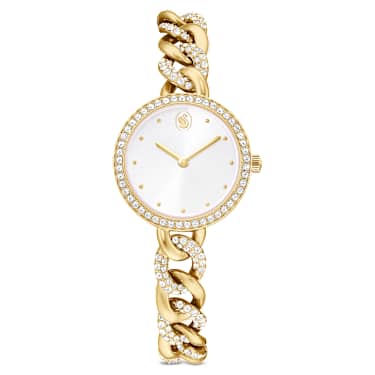 Hodinky Cocktail round, Kulatý výbrus, Kovový náramek, Zlatý odstín, Povrchová úprava ve zlatém odstínu - Swarovski, 5759698