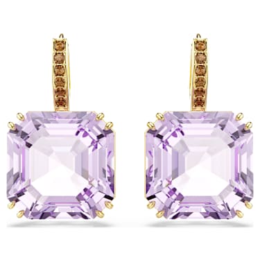 Pendants d'oreilles Millenia, Taille Carré, Violets, Doré à l’or 18 carats (750/1000) - Swarovski, 5759990