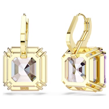 Millenia 水滴形耳環, 方形切割, 紫色, 18K 金飾面 - Swarovski, 5759990