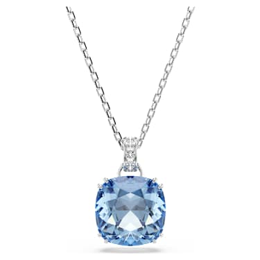 Millenia pendant, Cushion cut, Blue, Rhodium plated - Swarovski, 5760057