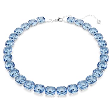 Millenia สร้อยคอ, เจียระไนทรง Cushion, น้ำเงิน, เคลือบโรเดียม - Swarovski, 5760058