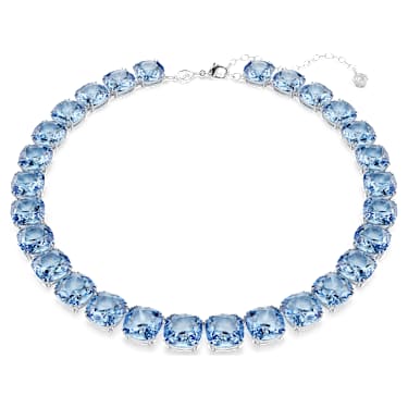 Millenia ネックレス, クッションカット, ブルー, ロジウム・プレーティング - Swarovski, 5760058