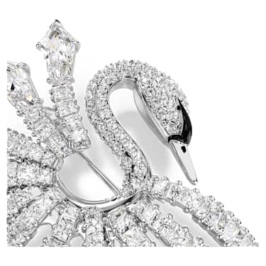 Broșă Vienna, Tăieturi mixte, Lebădă, Albă, Placat cu rodiu - Swarovski, 5760065