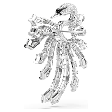 Vienna bross, Vegyes metszés, Hattyú, Fehér, Ródium bevonattal - Swarovski, 5760065