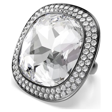 Koktajl prstan Una Angelic, Blazinasti rez, Bel, Prevleka iz rutenija - Swarovski, 5760117
