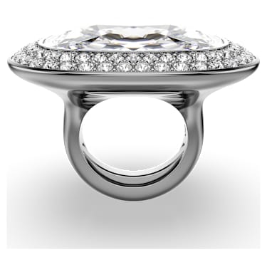 Una Angelic Cocktailring, Kissenschliff, Weiß, Rutheniert - Swarovski, 5760117