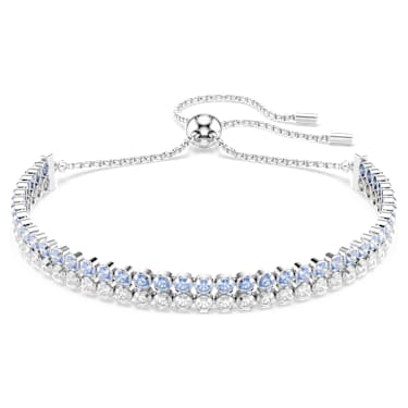 Matrix bracelet, Round cut, Blue, Rhodium plated - Swarovski, 5760151