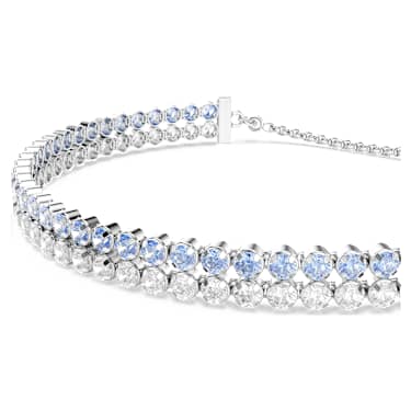 Matrix สร้อยข้อมือ, เจียระไนทรงกลม, น้ำเงิน, เคลือบโรเดียม - Swarovski, 5760151