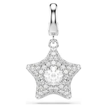Sublima charm, Round cut, Star, White, Rhodium plated - Swarovski, 5760562