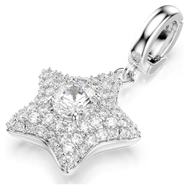Sublima charm, Round cut, Star, White, Rhodium plated - Swarovski, 5760562