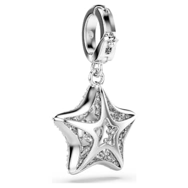 Sublima bedel, Ronde slijpvorm, Ster, Wit, Rodium toplaag - Swarovski, 5760562