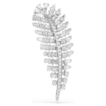 Vienna Brosche, Verschiedene Schliffe, Feder, Weiß, Rhodiniert - Swarovski, 5760564