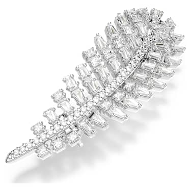 Broșă Vienna, Tăieturi mixte, Pană, Albă, Placat cu rodiu - Swarovski, 5760564