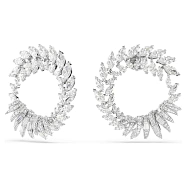 Mesmera 후프 이어링, 마퀴즈 컷, 화이트, 로듐 플래팅 - Swarovski, 5760966