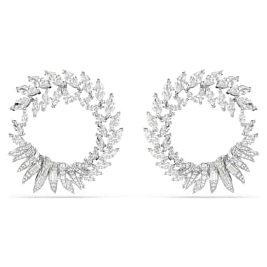 Kolczyki kreole Mesmera, Szlif markiza, Białe, Powłoka z rodu - Swarovski, 5760966