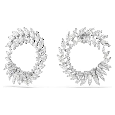 Mesmera karika fülbevaló, Marquise metszés, Fehér, Ródium bevonattal - Swarovski, 5760966