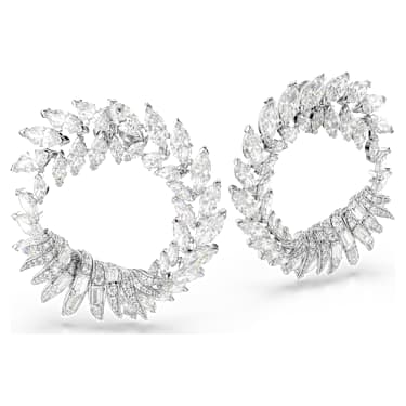 Mesmera 후프 이어링, 마퀴즈 컷, 화이트, 로듐 플래팅 - Swarovski, 5760966