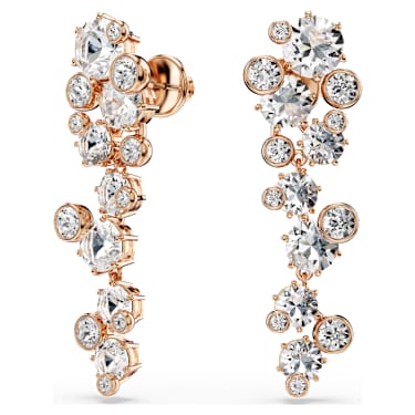 Constella earrings, Round cut, White, 18K rose gold finish - Swarovski, 5760992