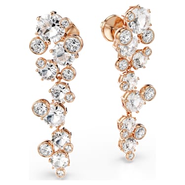 Constella earrings, Round cut, White, 18K rose gold finish - Swarovski, 5760992