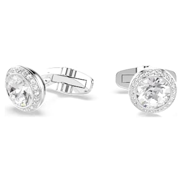 Boutons de manchettes Una Angelic, Taille ronde, Blancs, Métal rhodié - Swarovski, 5761046