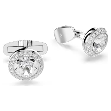 Abotoaduras Una Angelic, Lapidação redonda, Brancas, Lacado a ródio - Swarovski, 5761046