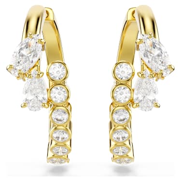 Pendientes de aro Mesmera, Tallas mixtas, Blancos, Acabado en oro de 18 quilates - Swarovski, 5761975
