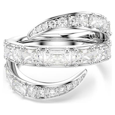 Vienna 戒指, 混合式切割, 天鵝, 白色, 鍍白金色 - Swarovski, 5762204