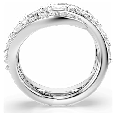 Vienna 戒指, 混合式切割, 天鵝, 白色, 鍍白金色 - Swarovski, 5762204